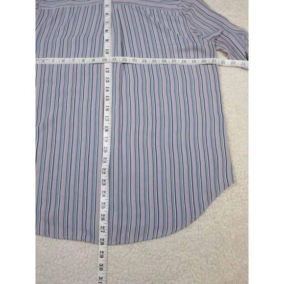 Nanette Lepore women's pinstripe roll tab long sleeve business casual blouse - Picture 9 of 12